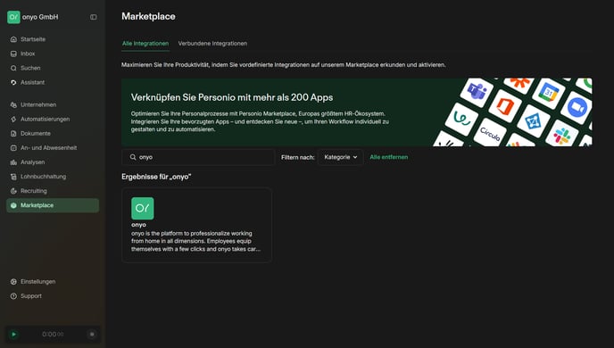 Personio Marketplace, Suche nach onyo